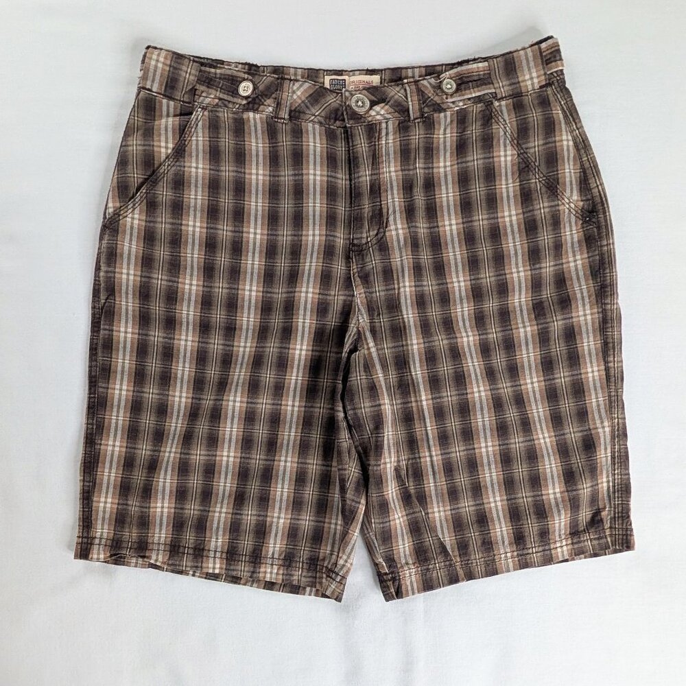 VTG Brown Tan White Plaid 90s Y2k Bermuda Shorts